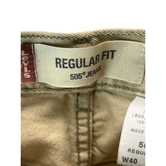 Levis 505 Men's Regular Fit Beige Jeans W40 L32 Cotton Denim Straight Leg Casual - Picture 3 of 10